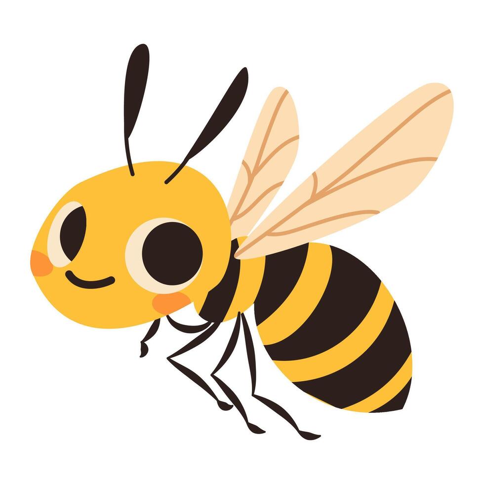 Flat illustration in children's style. Cute wasp on white background vector