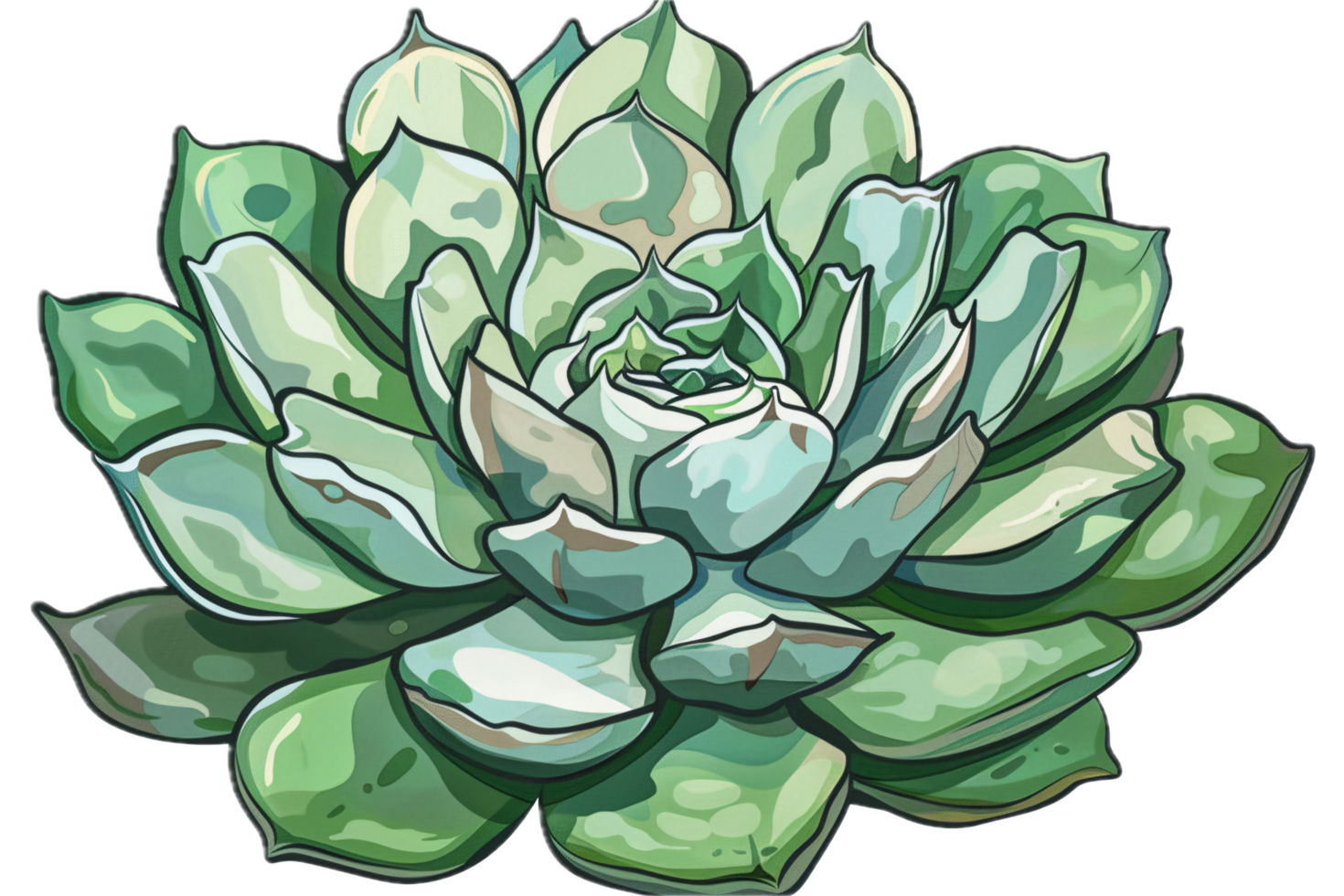 Detailed illustration of a vibrant succulent plant. png