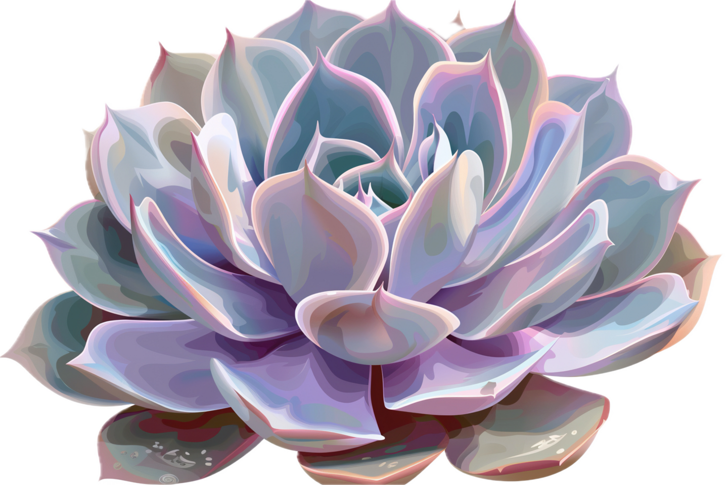 Artistic rendering of blue-green succulent flower. png