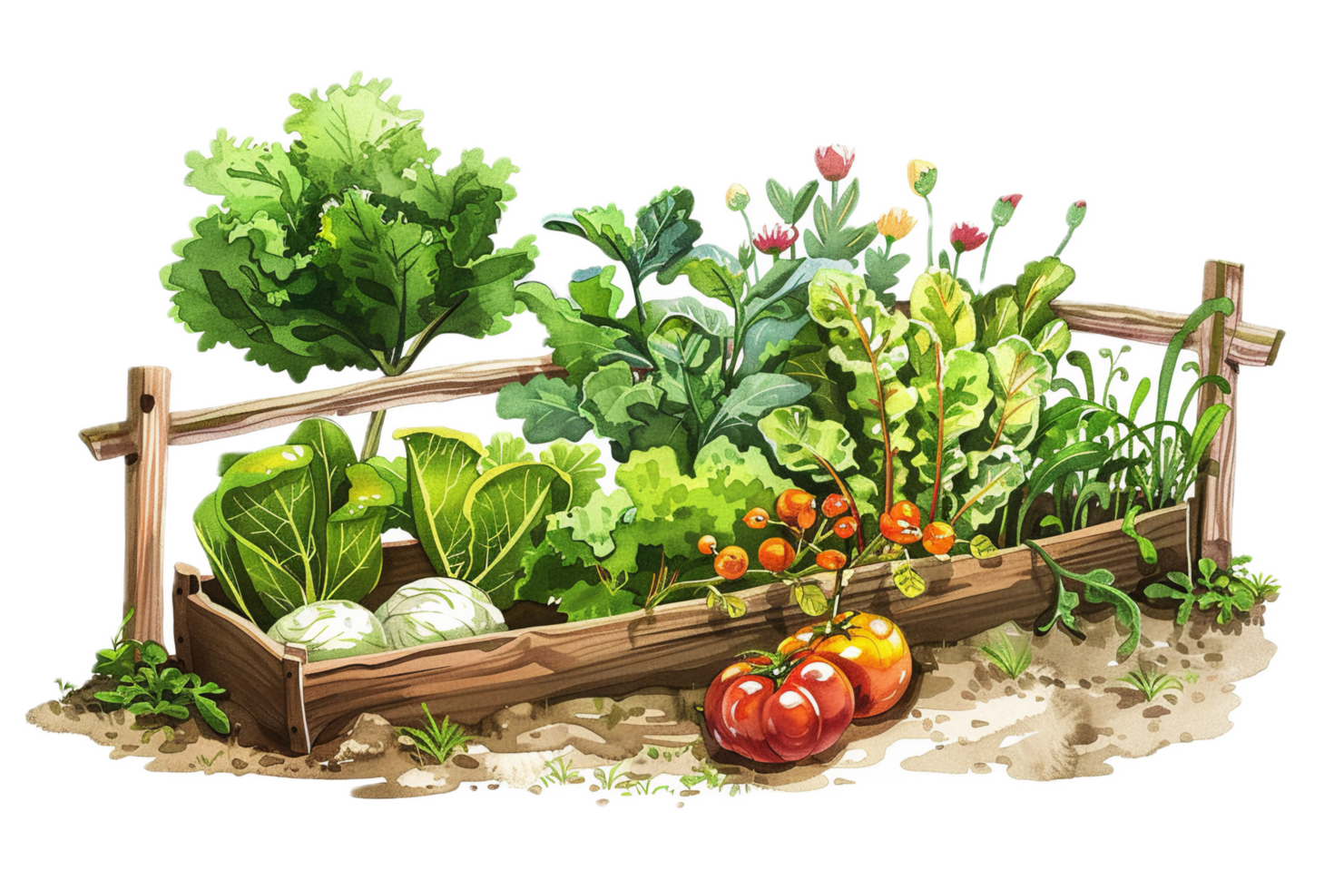 Colorful vegetable garden harvest with fresh produce. png