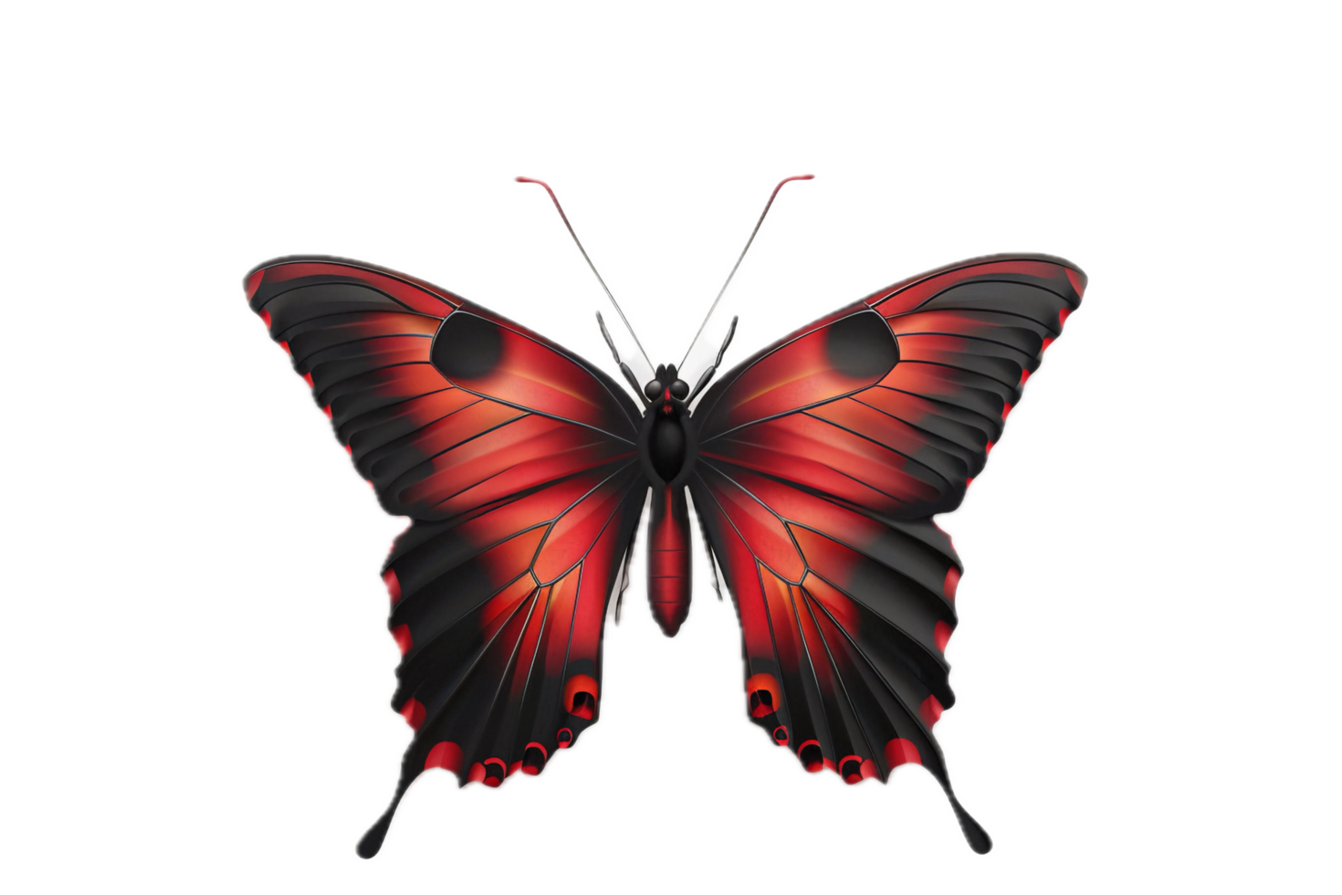 Watercolor painting of a red butterfly. png