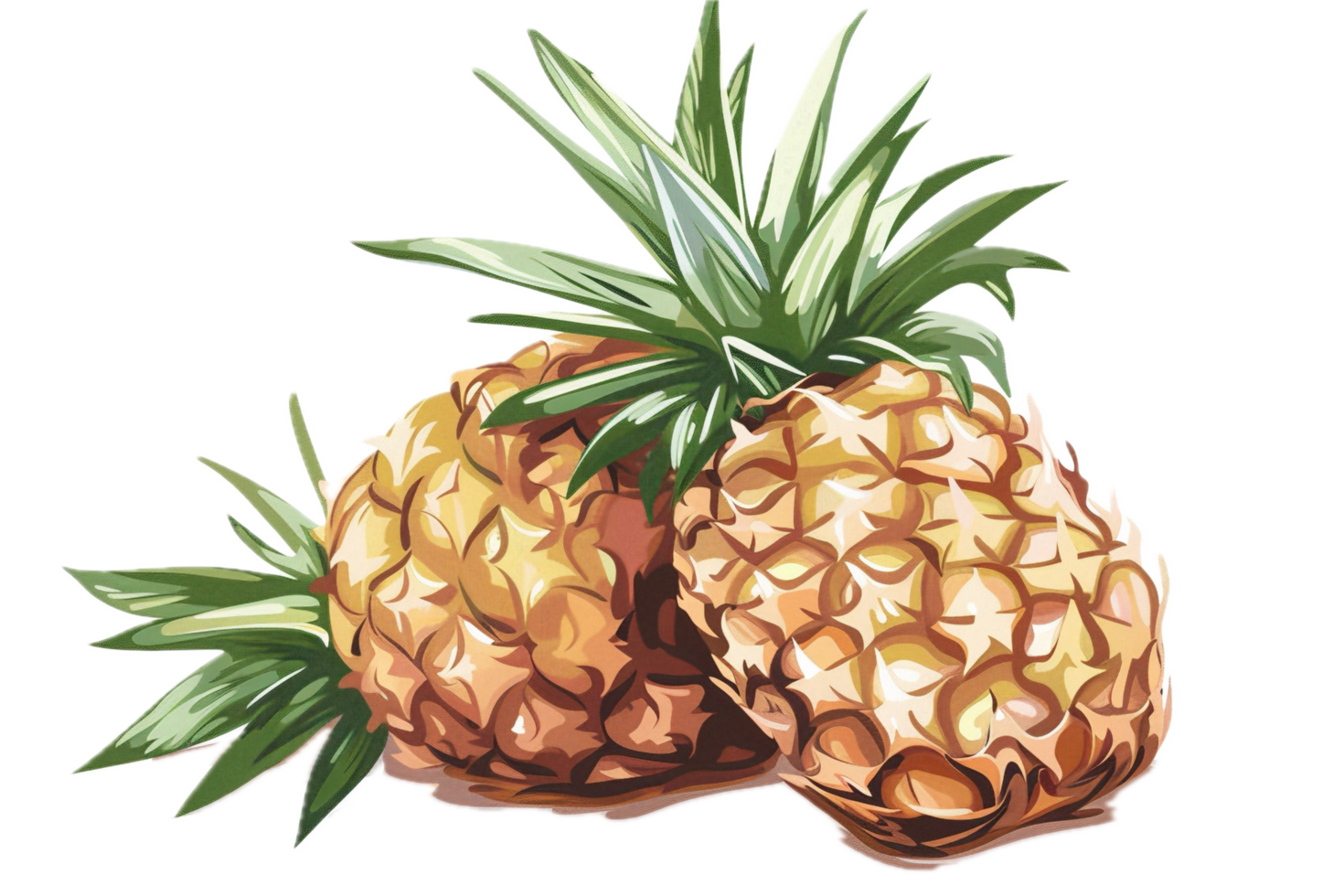 Colorful pineapple drawing with fresh slices. png