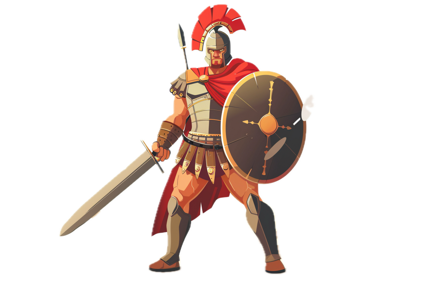 Ancient Roman Soldier with Sword and Shield. png