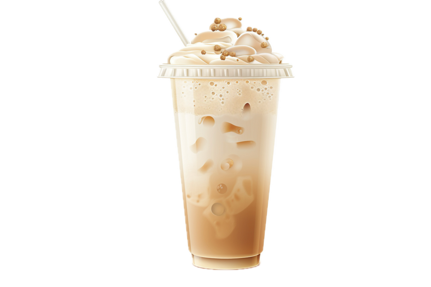 Iced bubble tea with tapioca pearls. png
