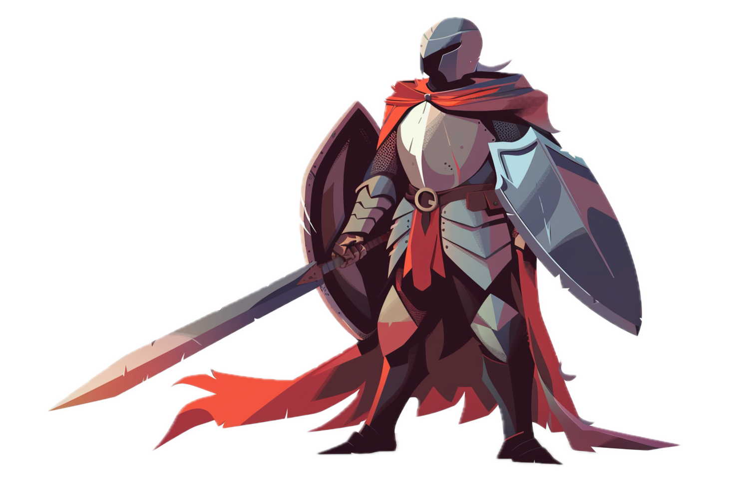 Epic Armored Knight with Blue Cloak. png