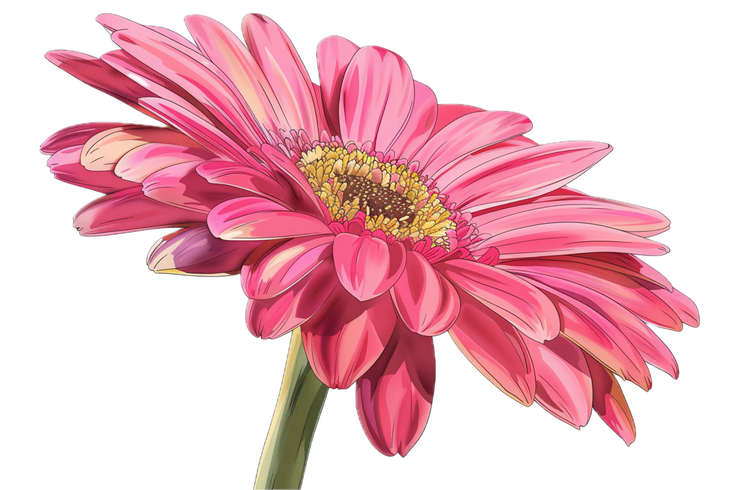 Detailed Pink Gerbera Daisy Flower Art. png