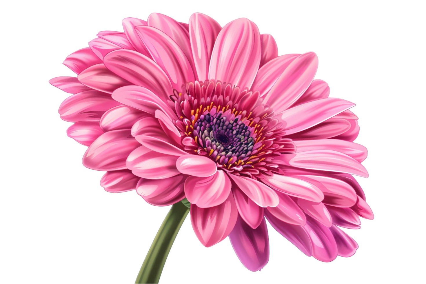 Close-up Illustration of Pink Gerbera Flower. png