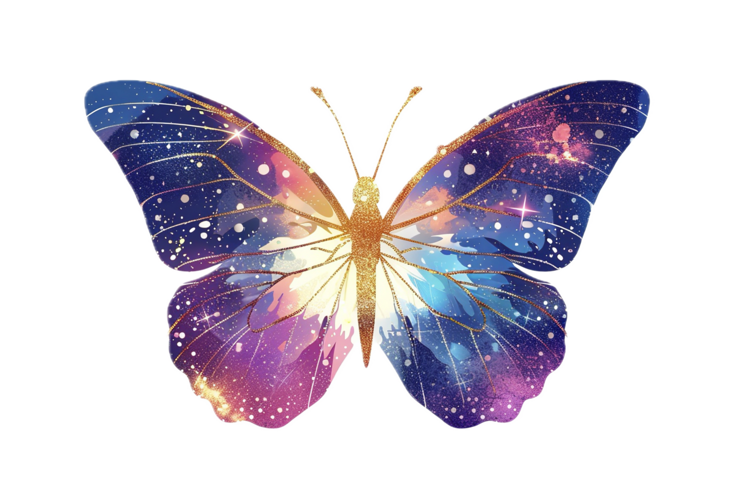 Abstract Butterfly with Glittering Starry Wings. png