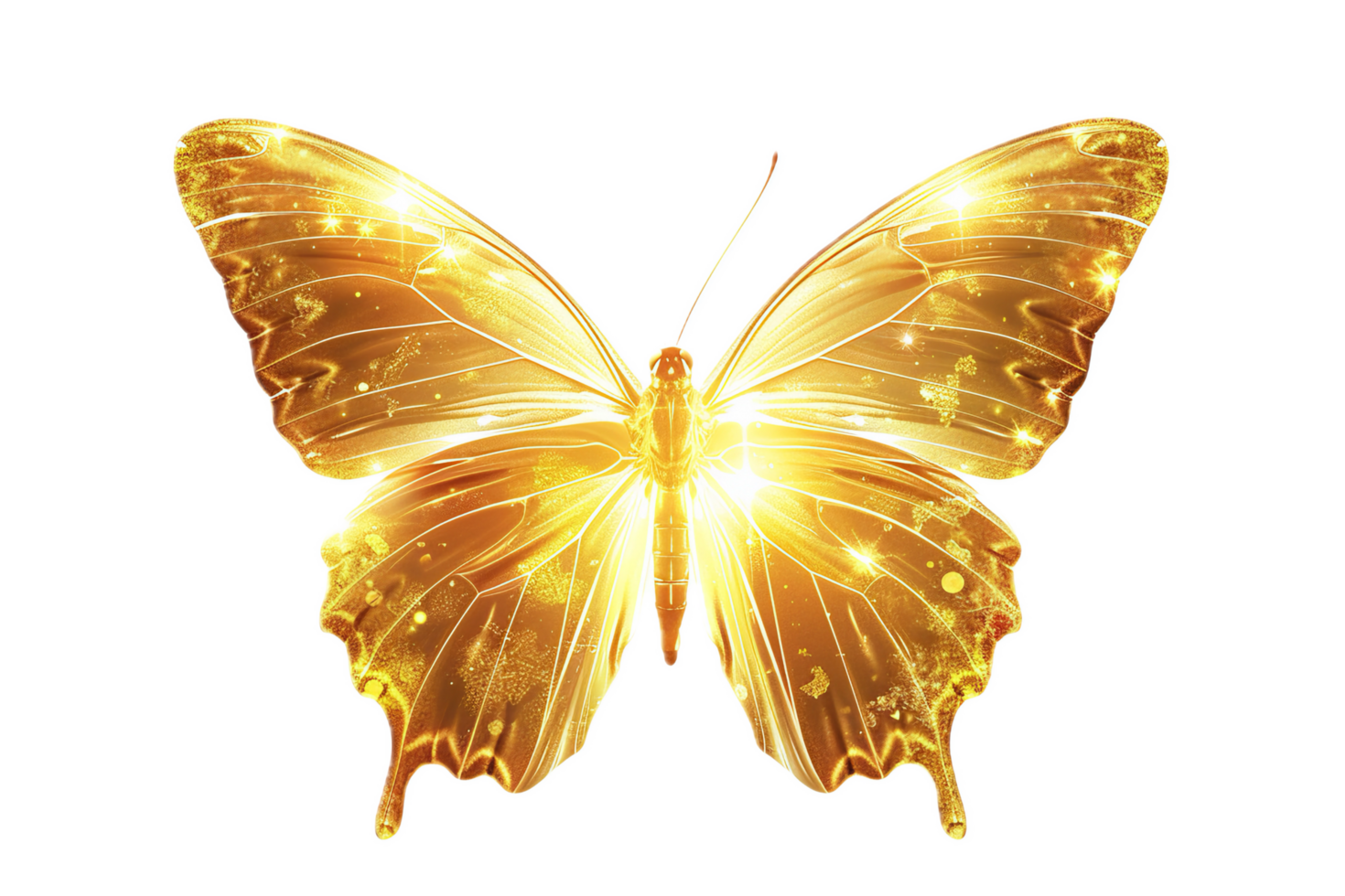 Shimmering Yellow Butterfly with Glittering Wings. png