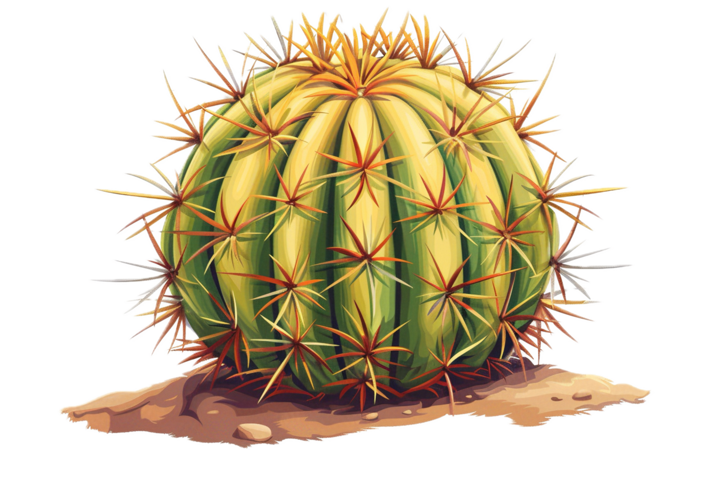 Title Copy code Barrel Cactus with Sharp Spines Illustration. png