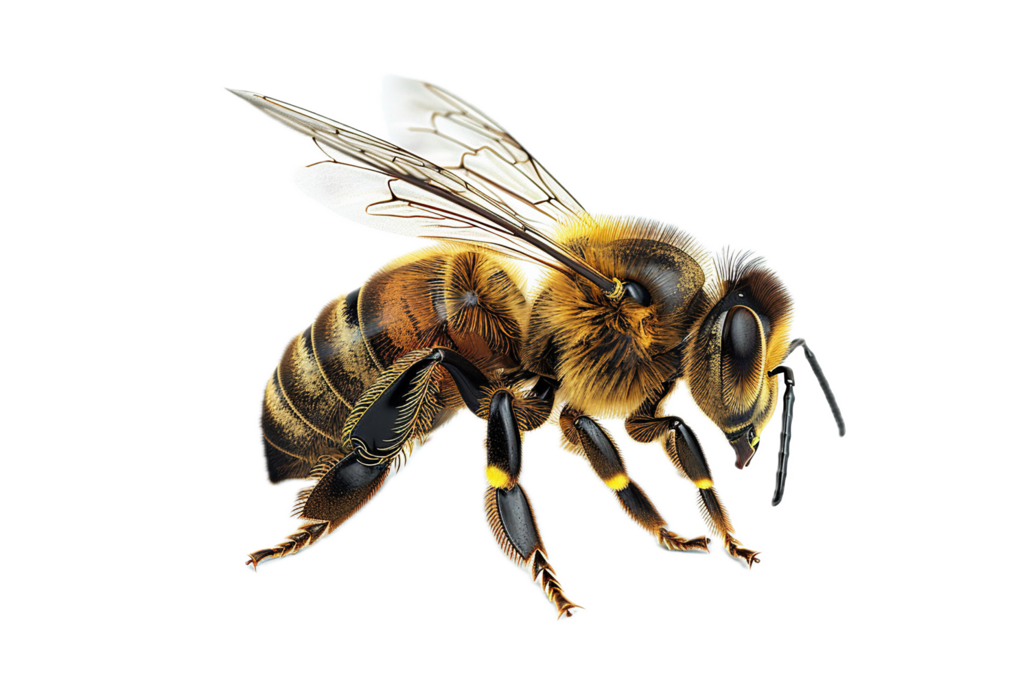 Realistic Honey Bee in Vibrant Colors. png