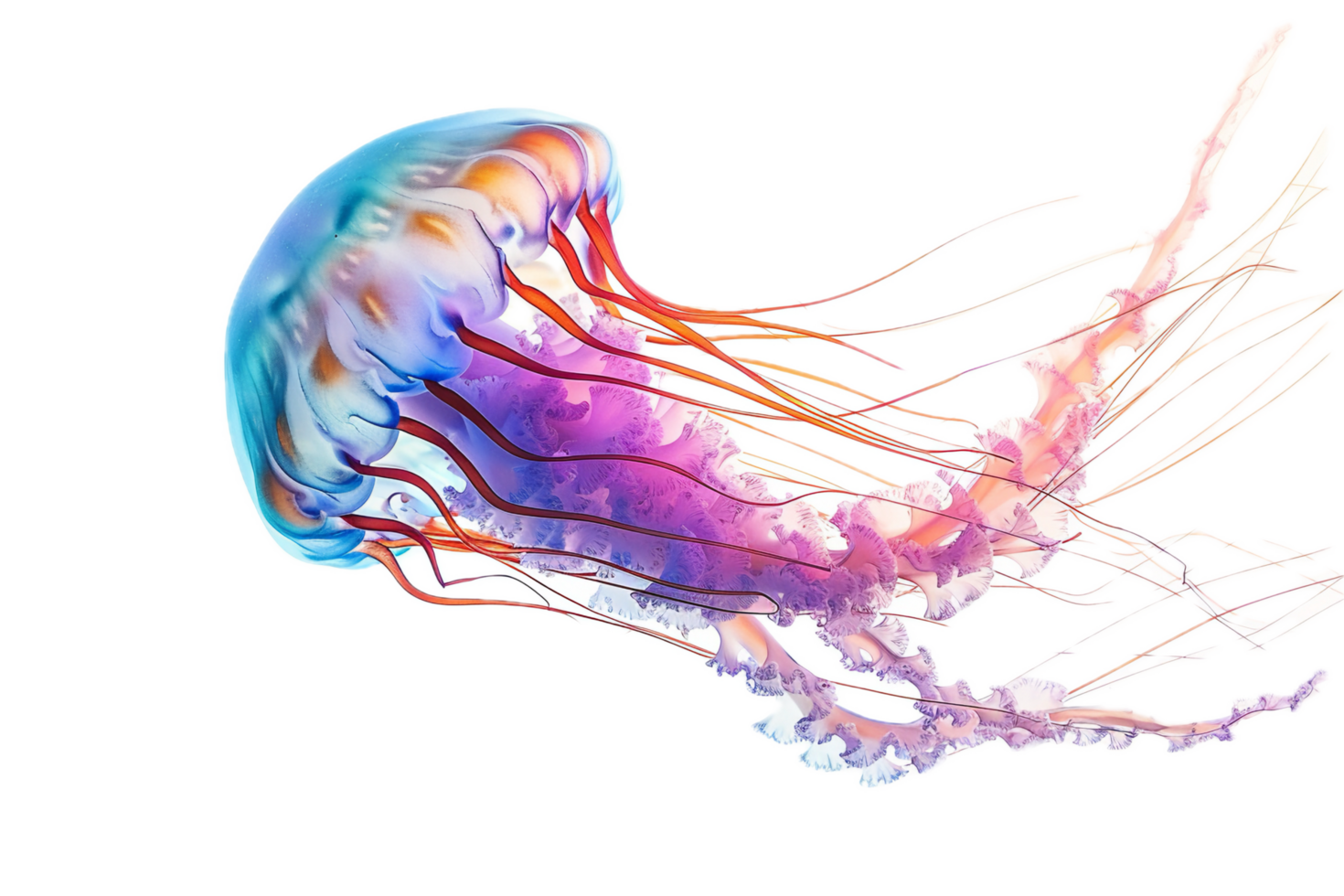 Abstract Jellyfish Illustration in Neon Colors. png