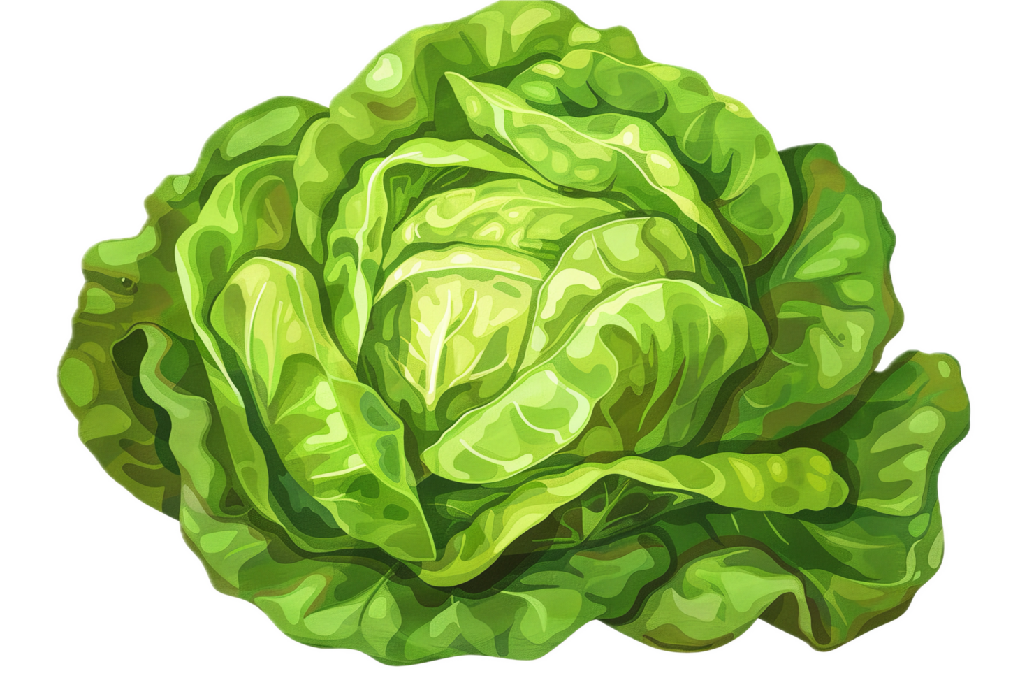 Botanical drawing of crisp green lettuce. png