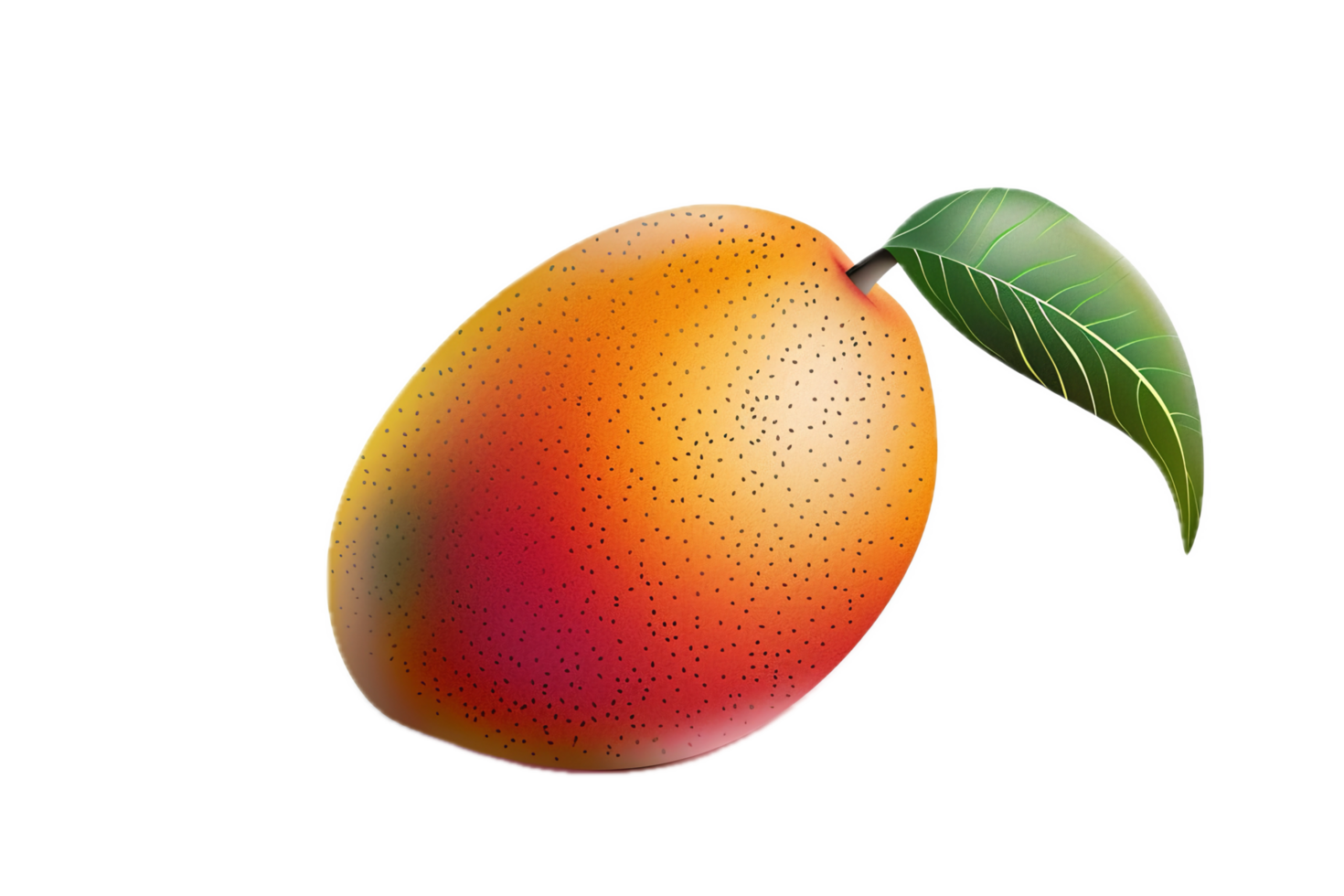Vibrant mango illustration with water droplets. png