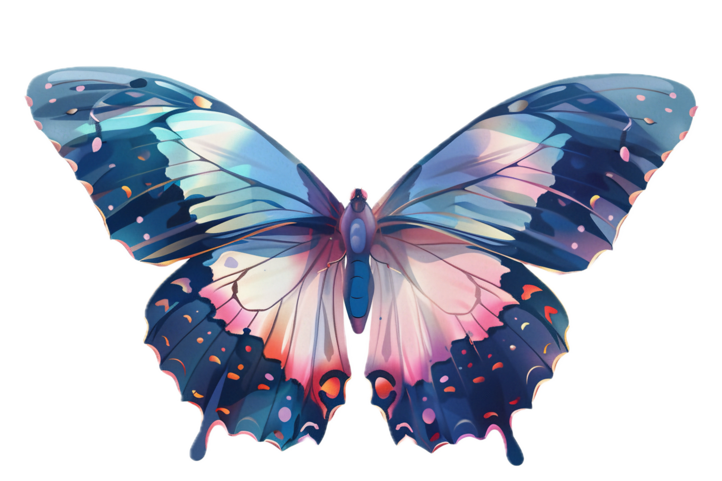 Colorful butterfly illustration with vibrant blue wings. png