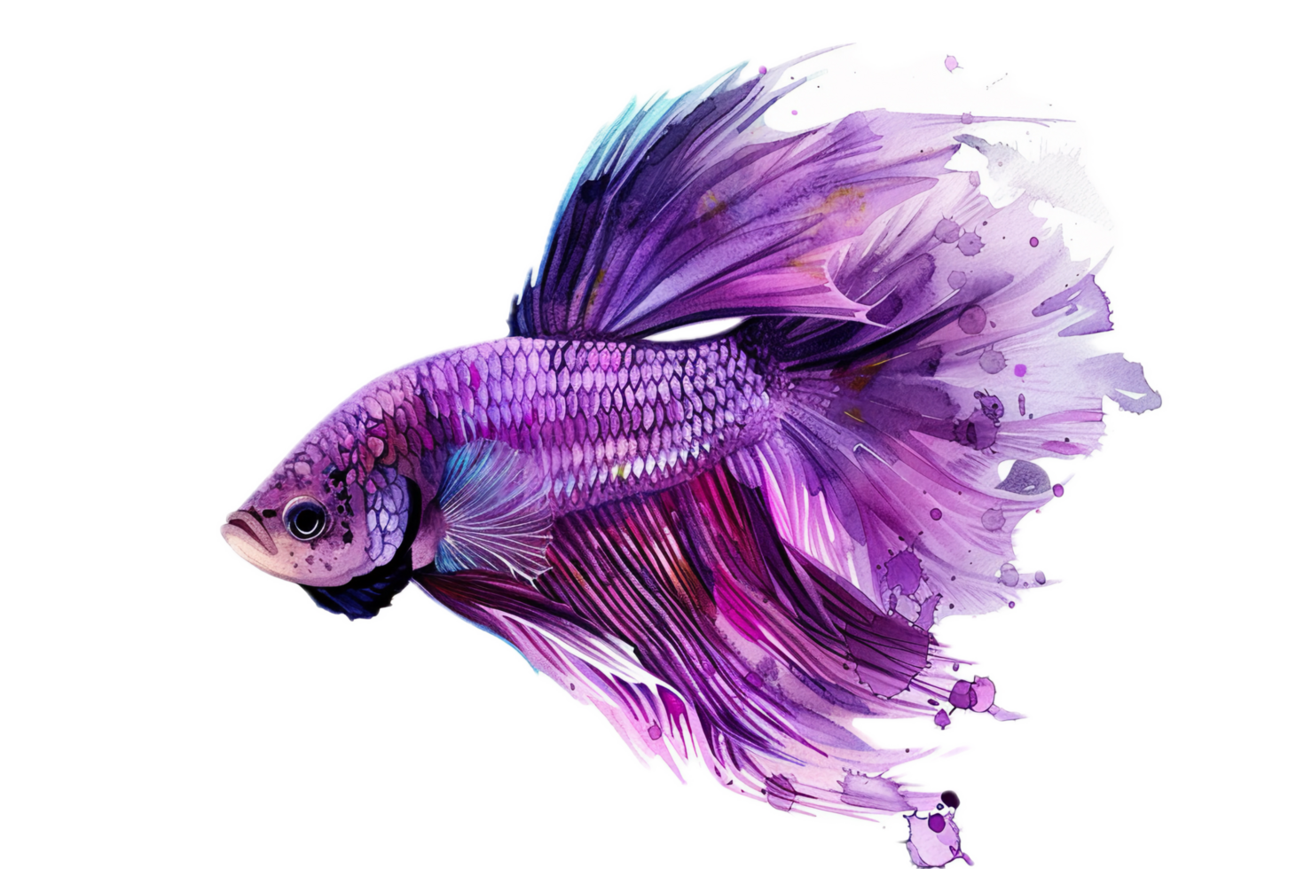 Detailed betta fish with flowing colorful fins. png