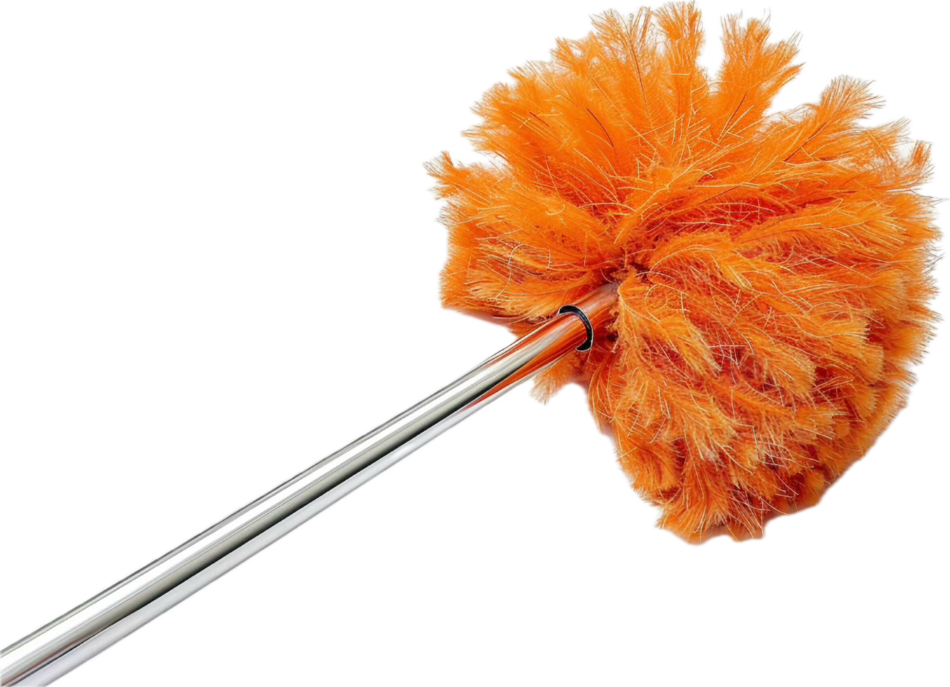 Orange Feather Duster with Metal Handle. png
