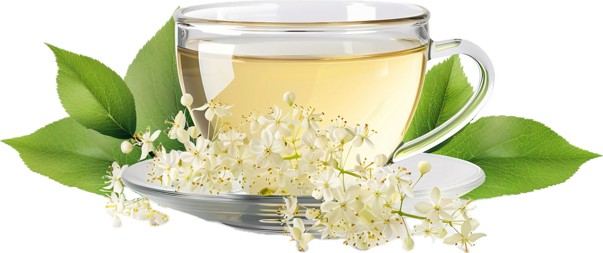 Herbal Tea with Fresh Leaves and Blossoms. png
