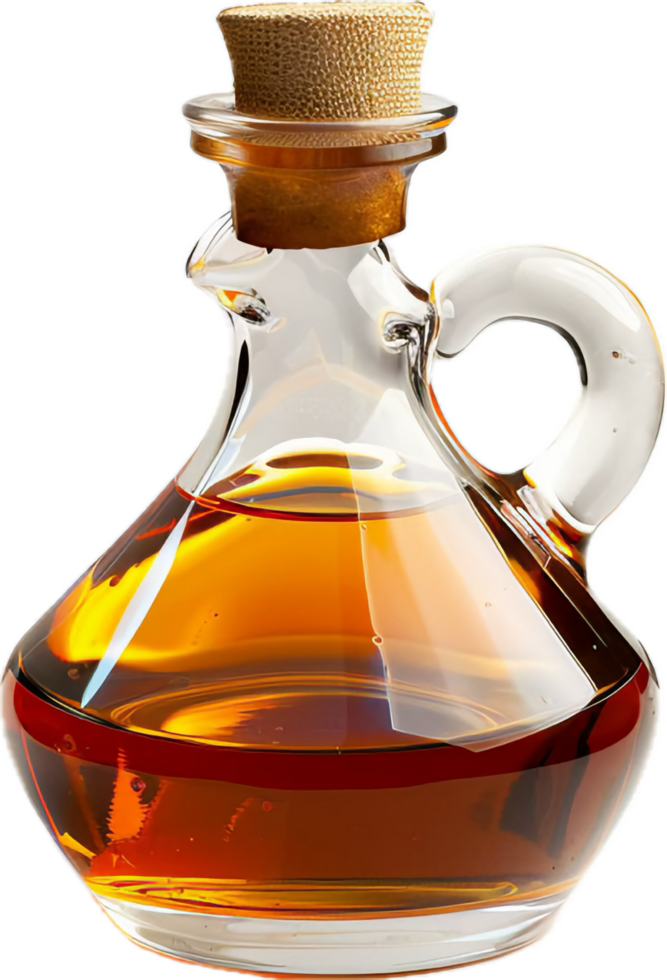 Bottle of maple syrup with cork stopper. png
