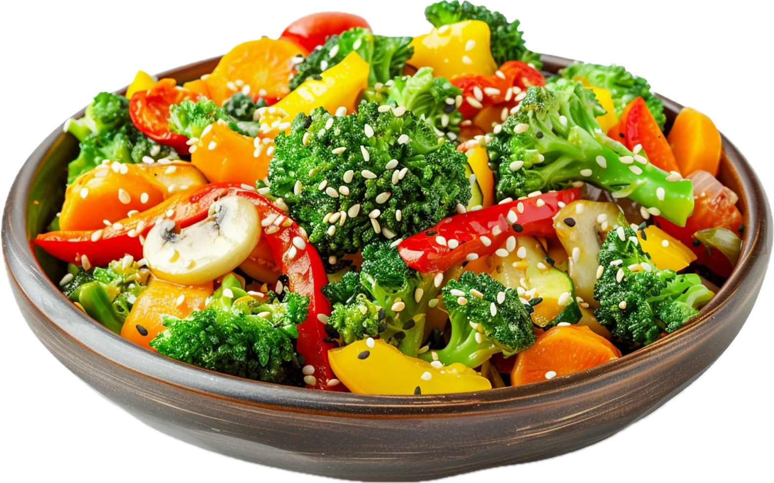 Fresh Stir-Fried Vegetables with Sesame Seeds. png