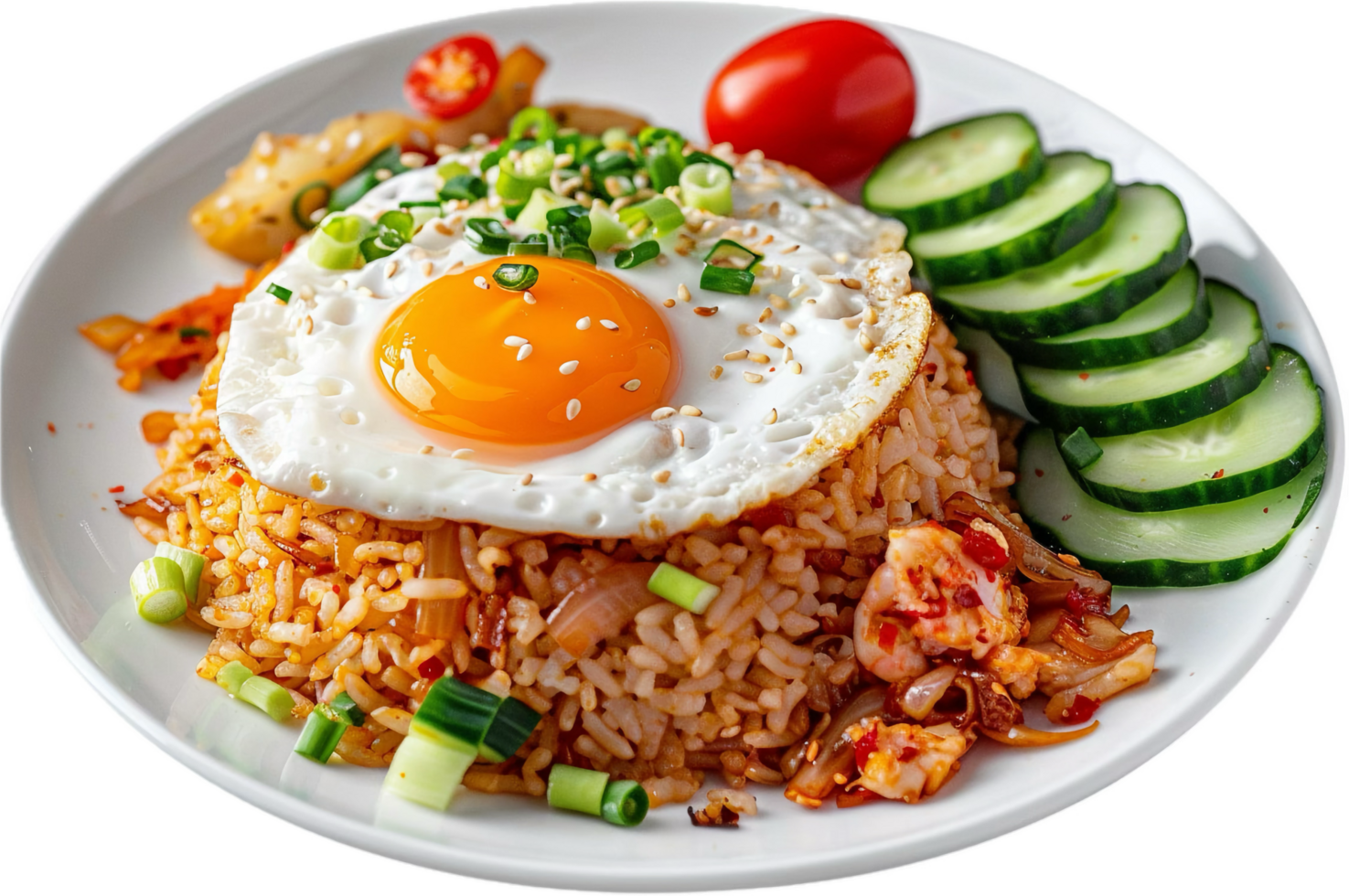 Spicy Kimchi Rice and Egg with Cucumber. png
