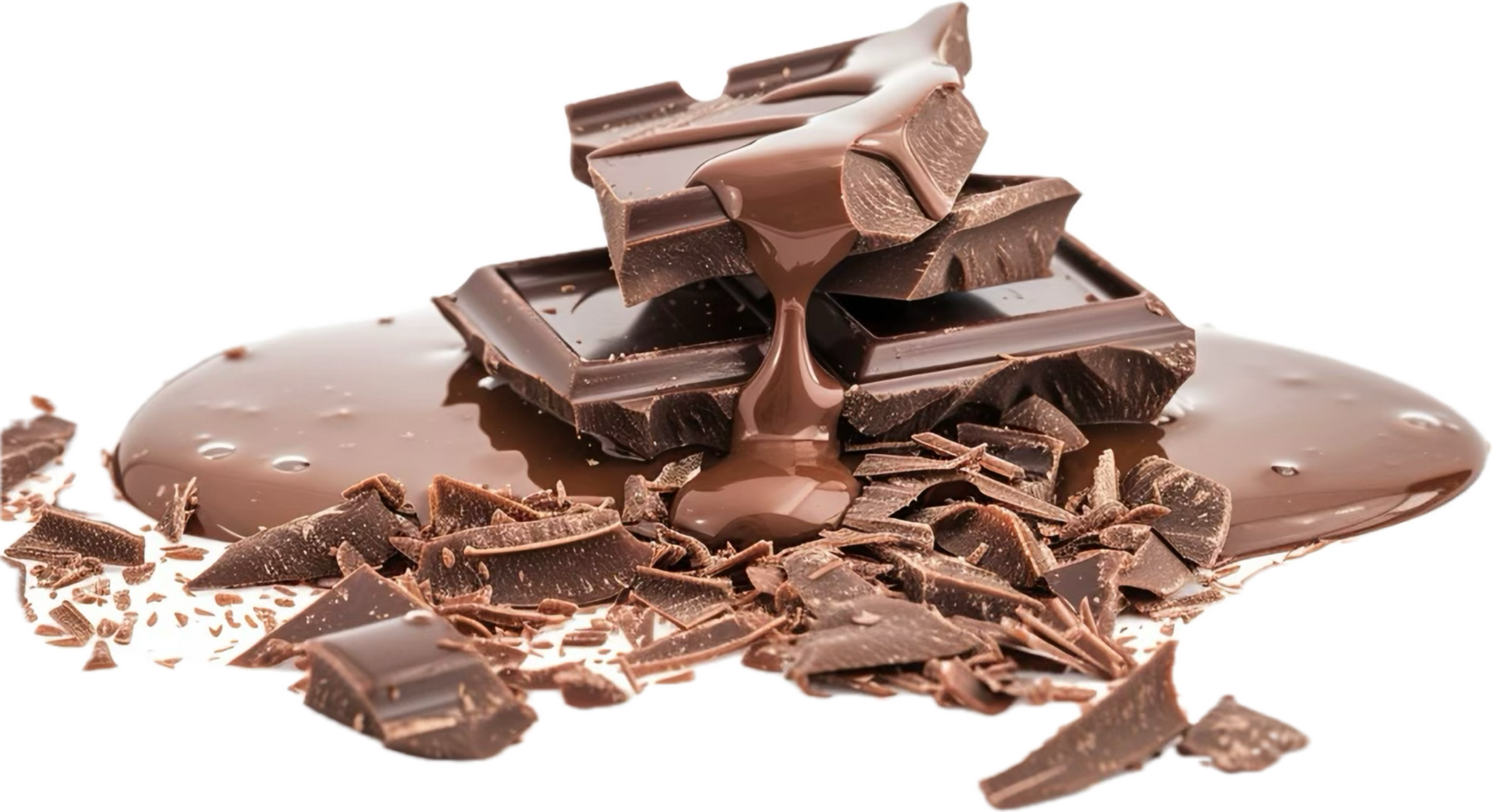 Dark chocolate bar with melted topping. png