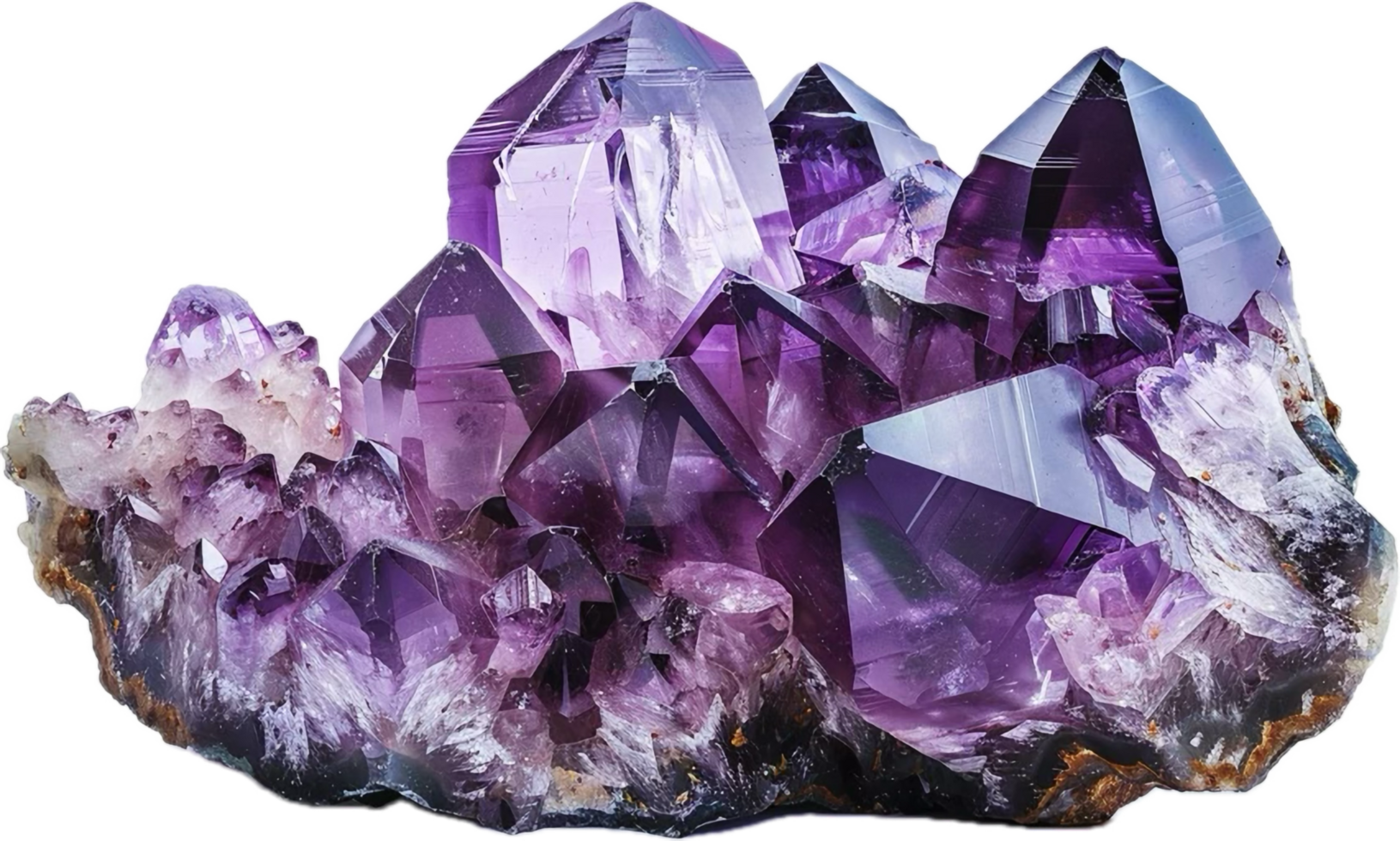 Polished natural purple amethyst stone close-up. png