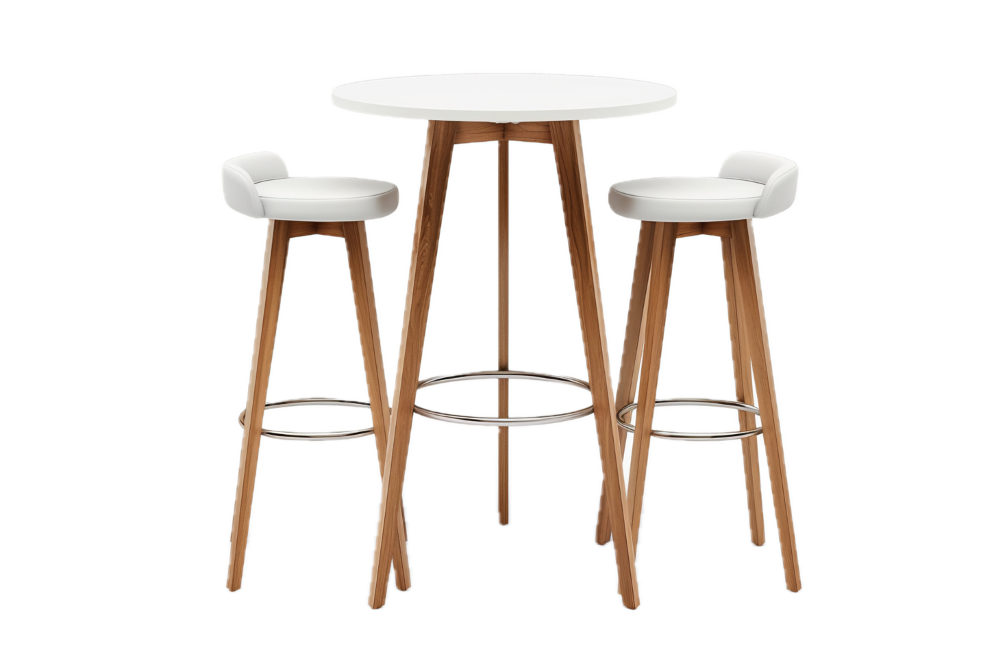 Modern Bar Table Set with Two Wooden Stools. png