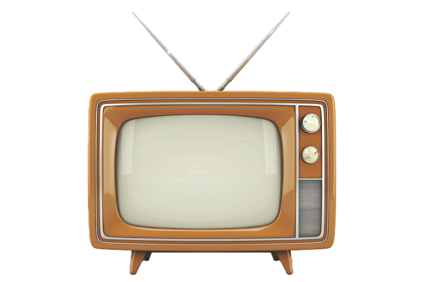 Retro Television with Wood Frame and Dials. png