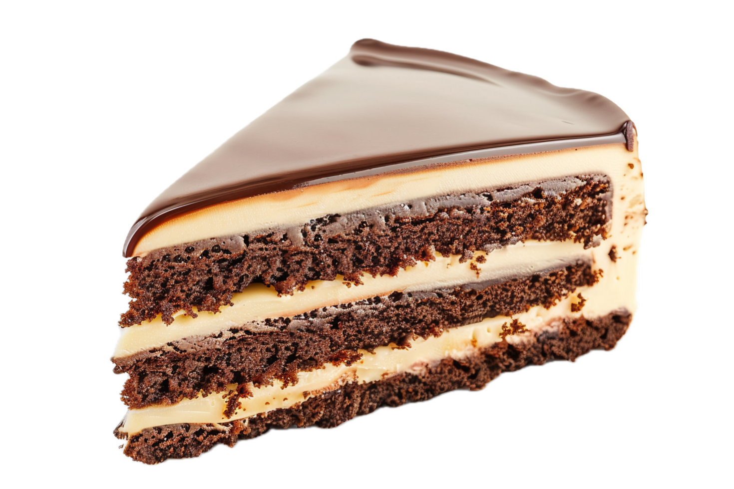 Triple Chocolate Cake Slice with Dark Ganache. png