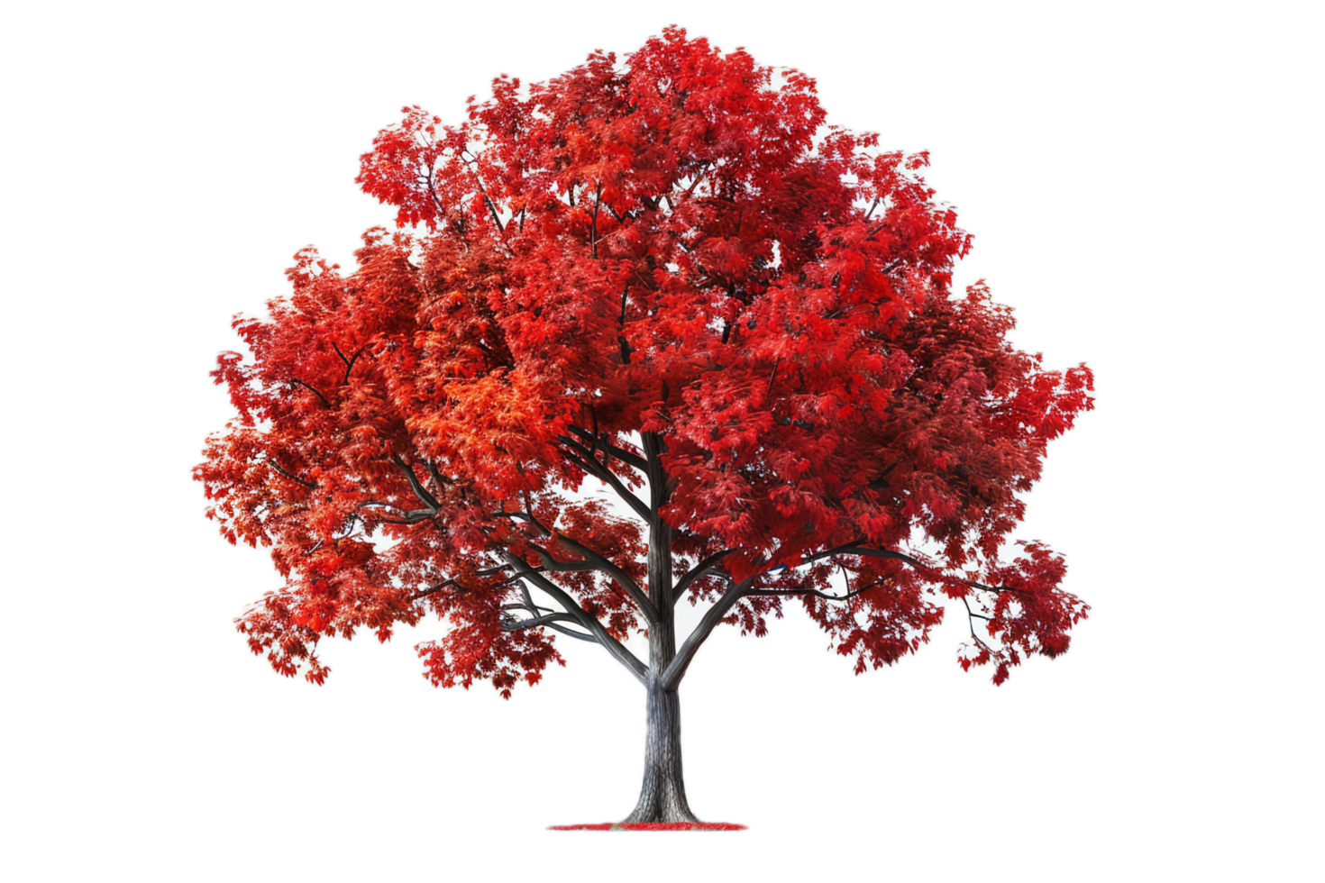Tree with striking red foliage during fall. png