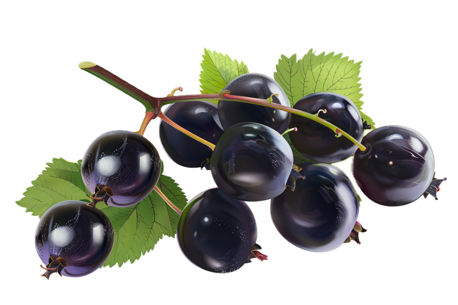 Artistic rendering of black currant berries. png