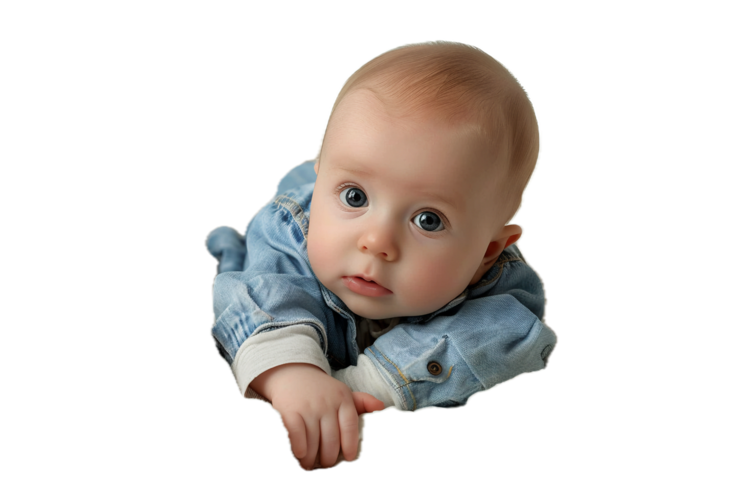 adorable bebé en a cuadros camisa acostado abajo. png