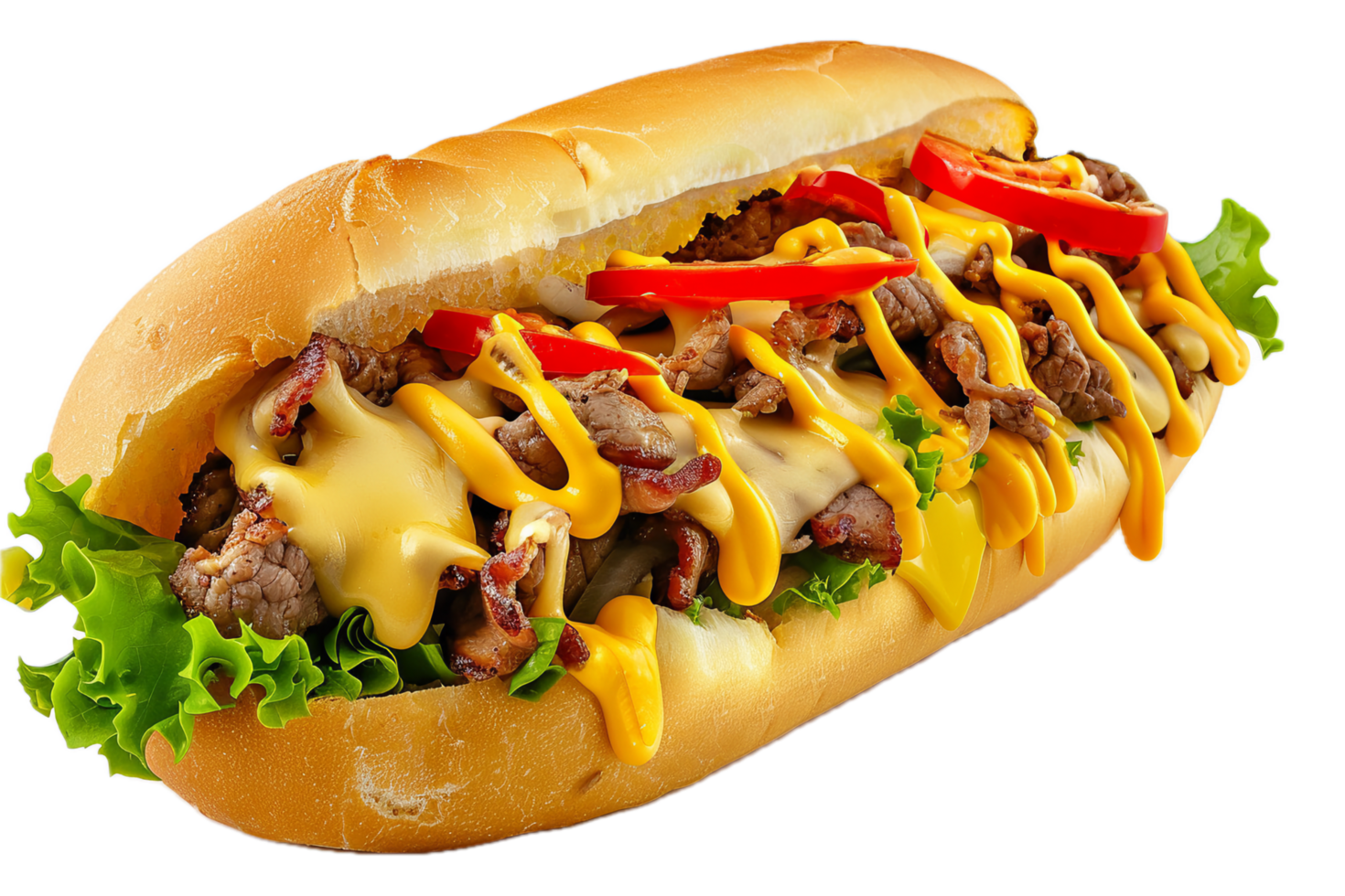 Classic Philly cheesesteak sandwich with grilled onions. png