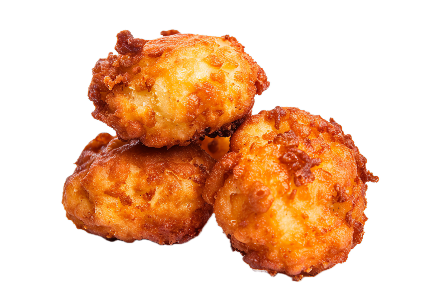Golden crispy fried potato tater tots. png