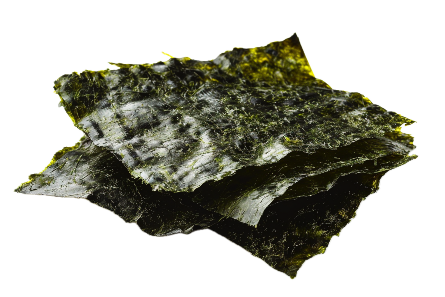 Close-up of dried seaweed snack pile. png