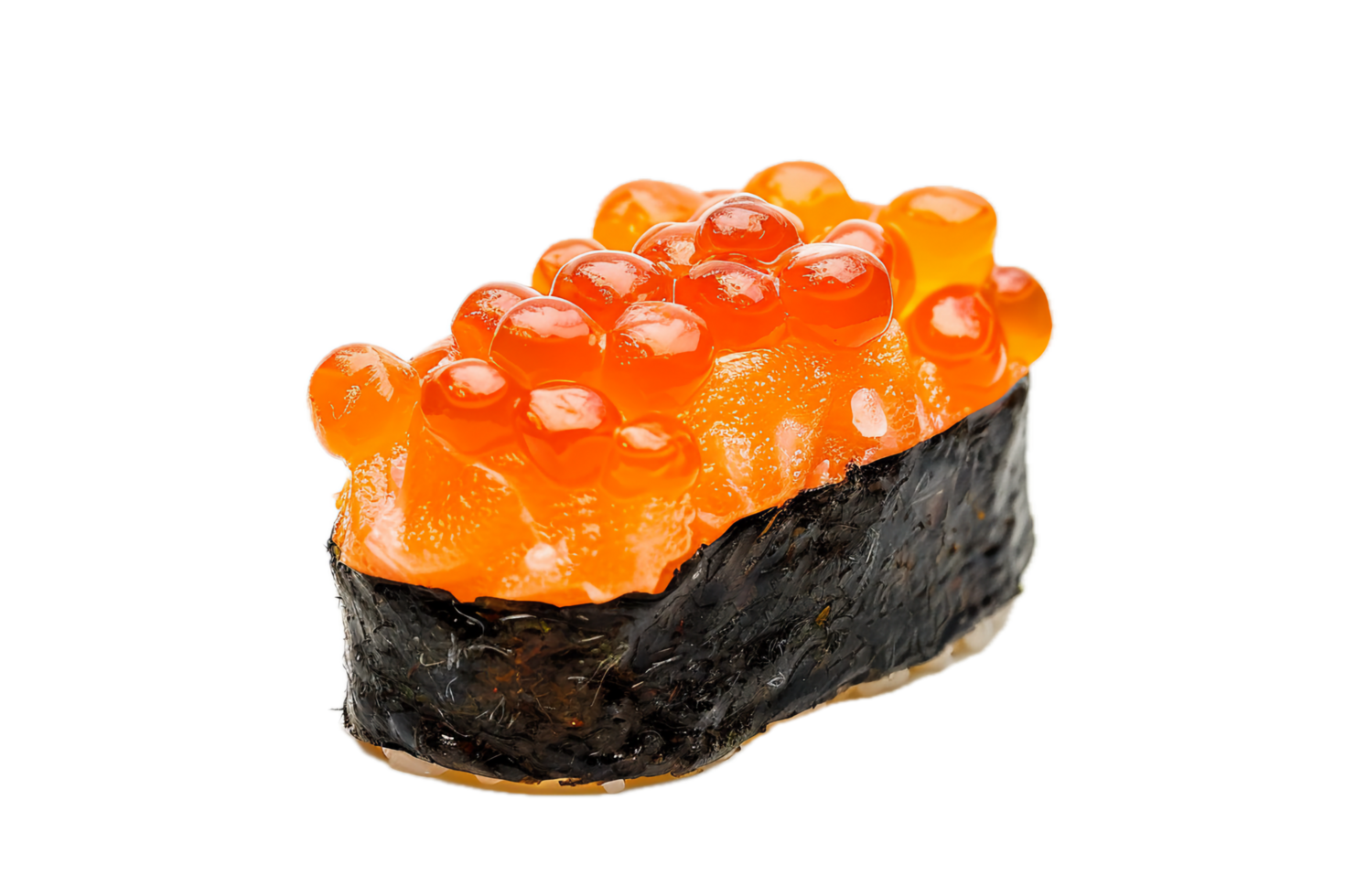 Salmon Roe Sushi Gunkan with Seaweed Wrap. png