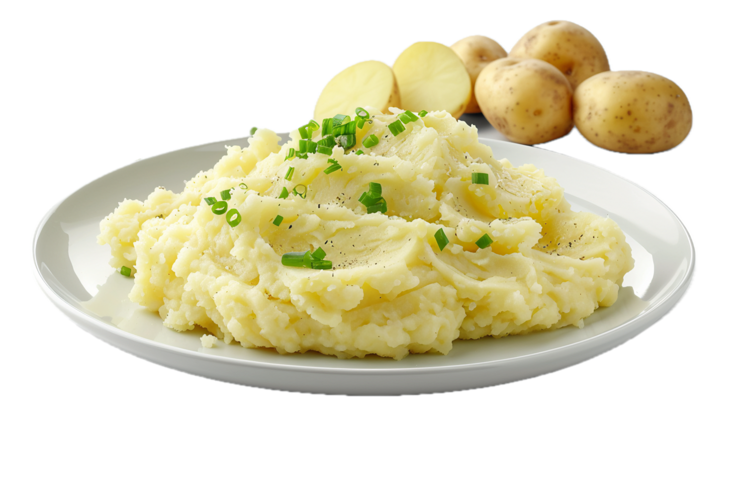 Freshly prepared mashed potatoes with parsley. png