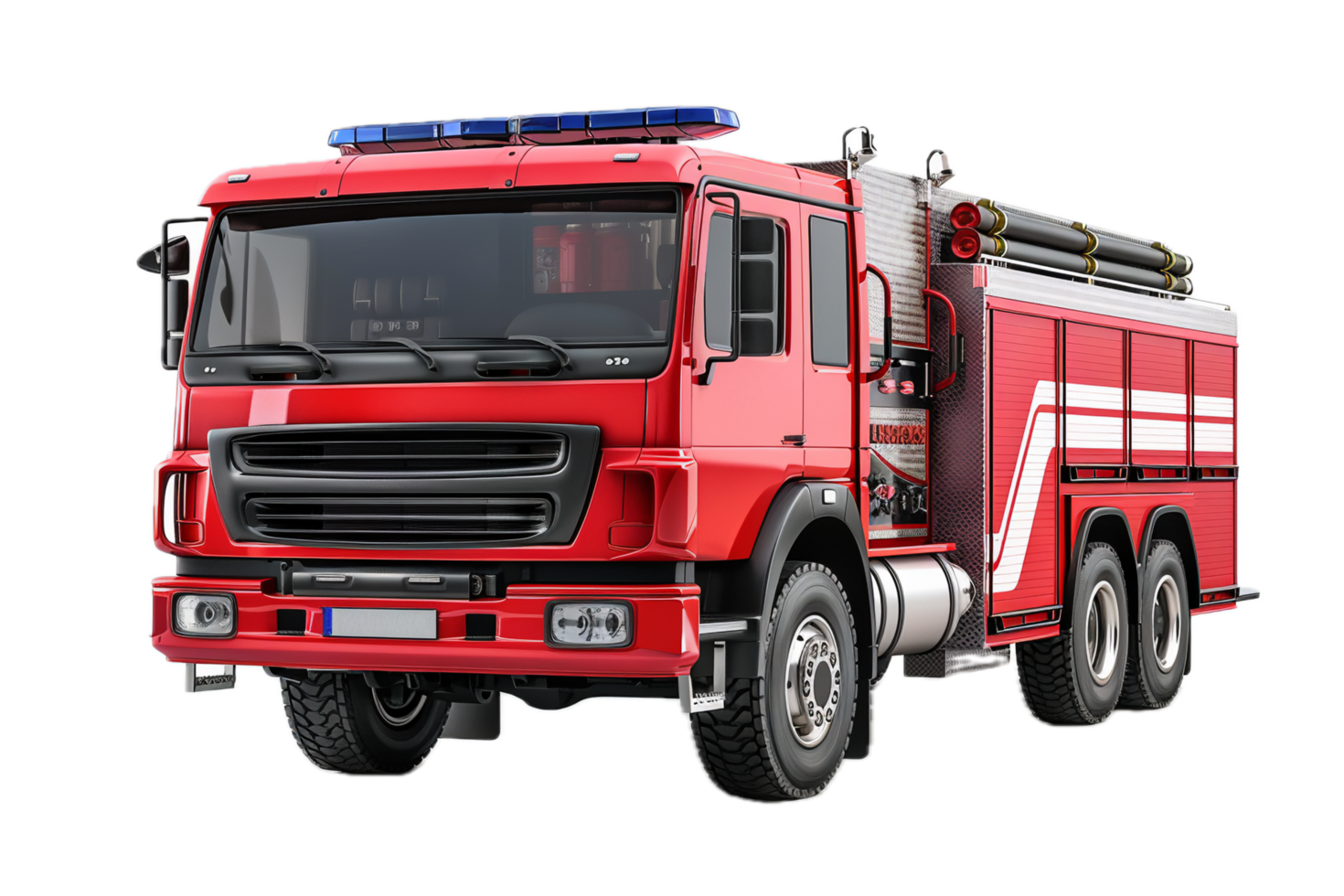 Modern fire engine vehicle front view. png