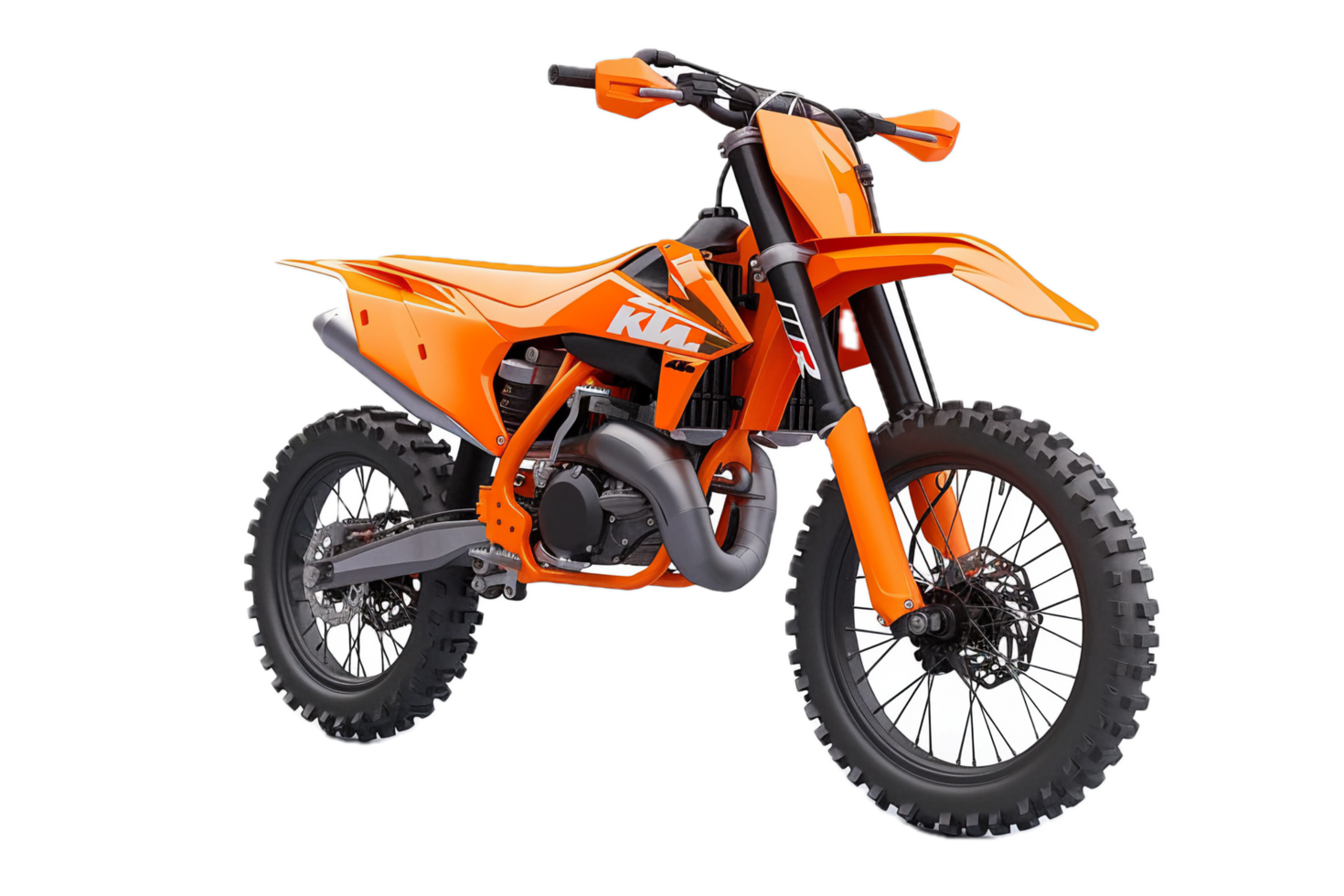 Modern motocross motorbike designed for rugged terrains. png