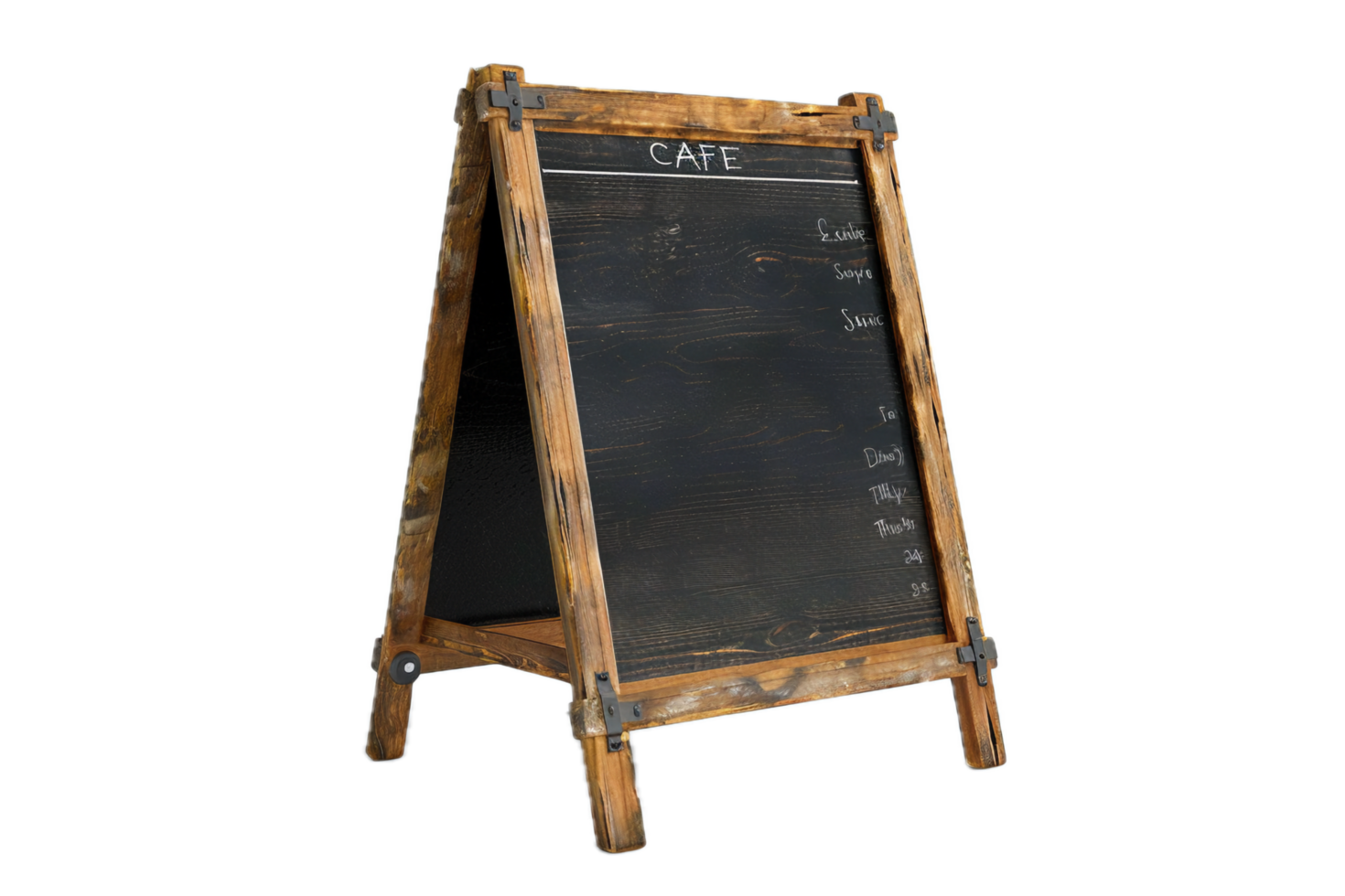 Vintage Wooden Framed Chalkboard with Scribbles. png