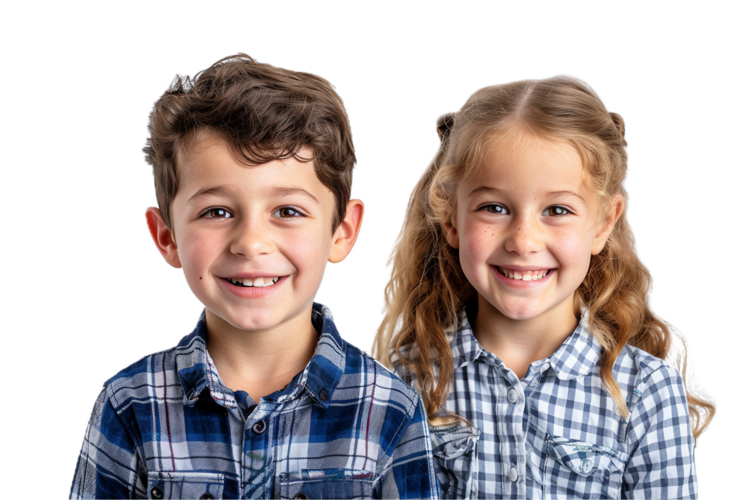 Two kids with joyful expressions smiling. png