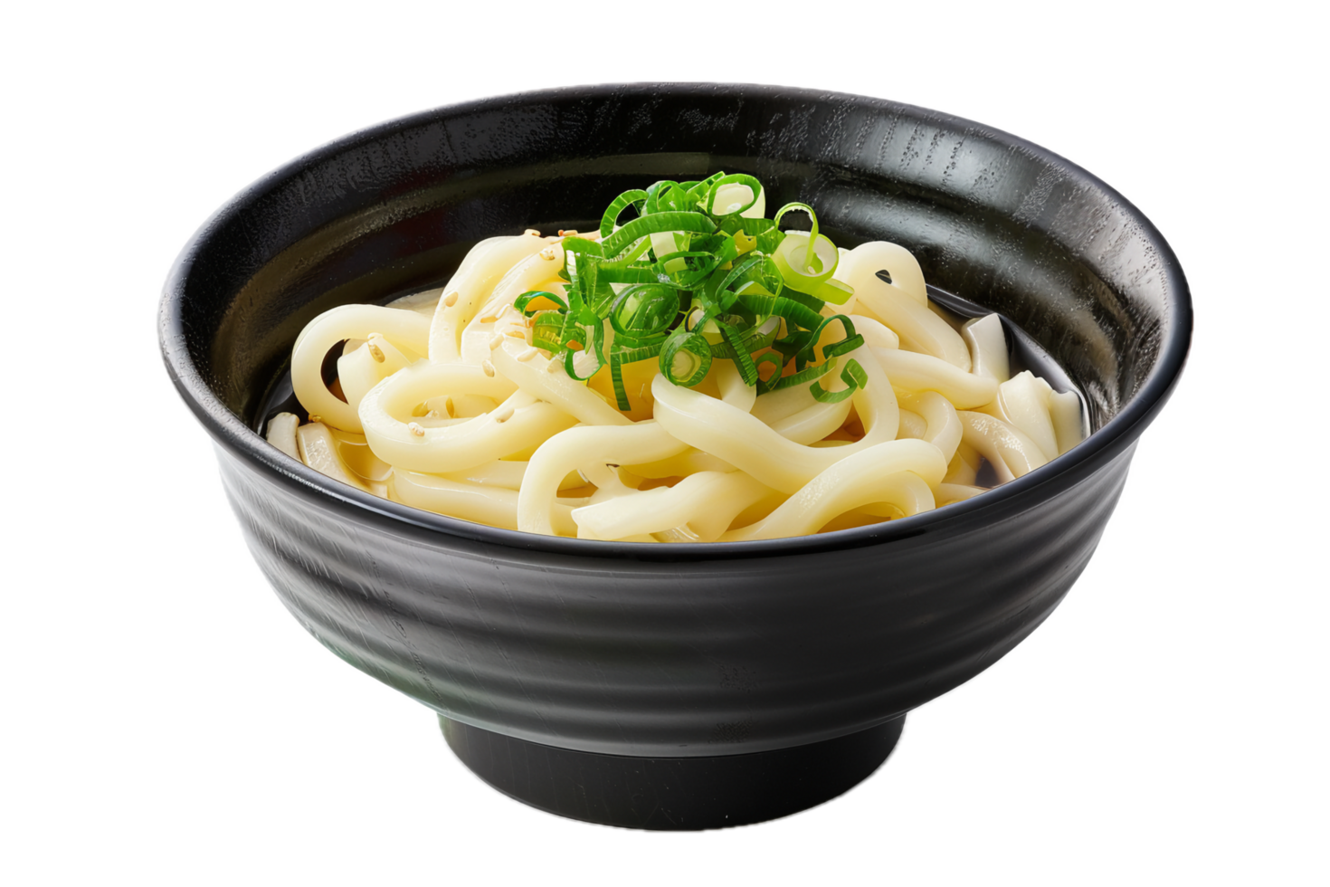 Bowl of Udon Noodles with Green Onions. png