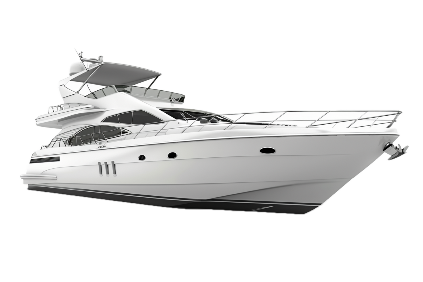 High-end private yacht with multiple decks. png
