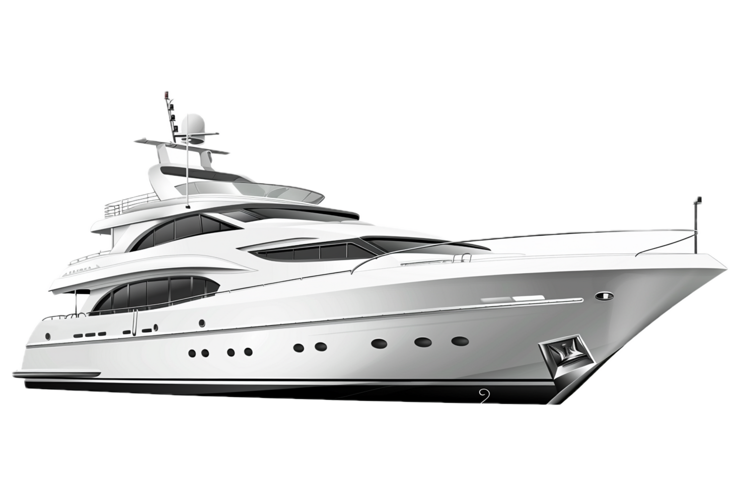 Modern white yacht for luxury marine travel. png
