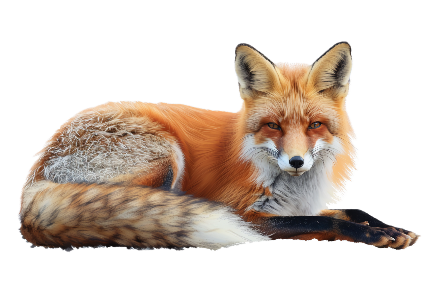 Elegant red fox with bushy tail and sharp ears. png