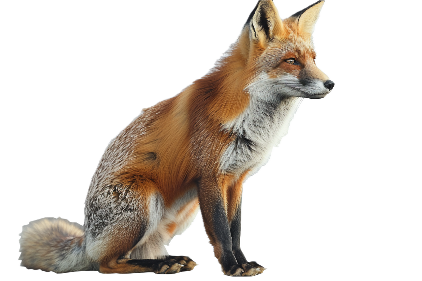 Wild red fox showing off its vibrant fur. png