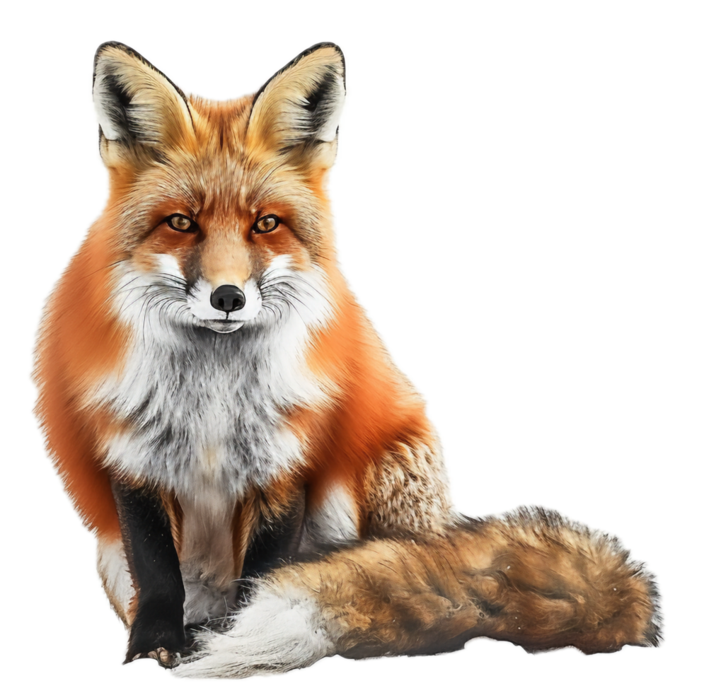 Alert red fox standing tall and watchful. png