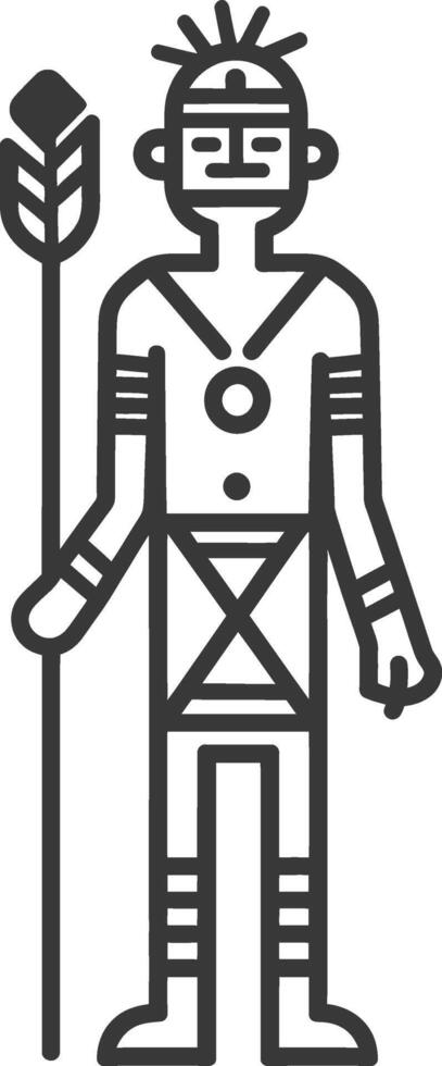 A stylized illustration of an indigenous person with a spear vector