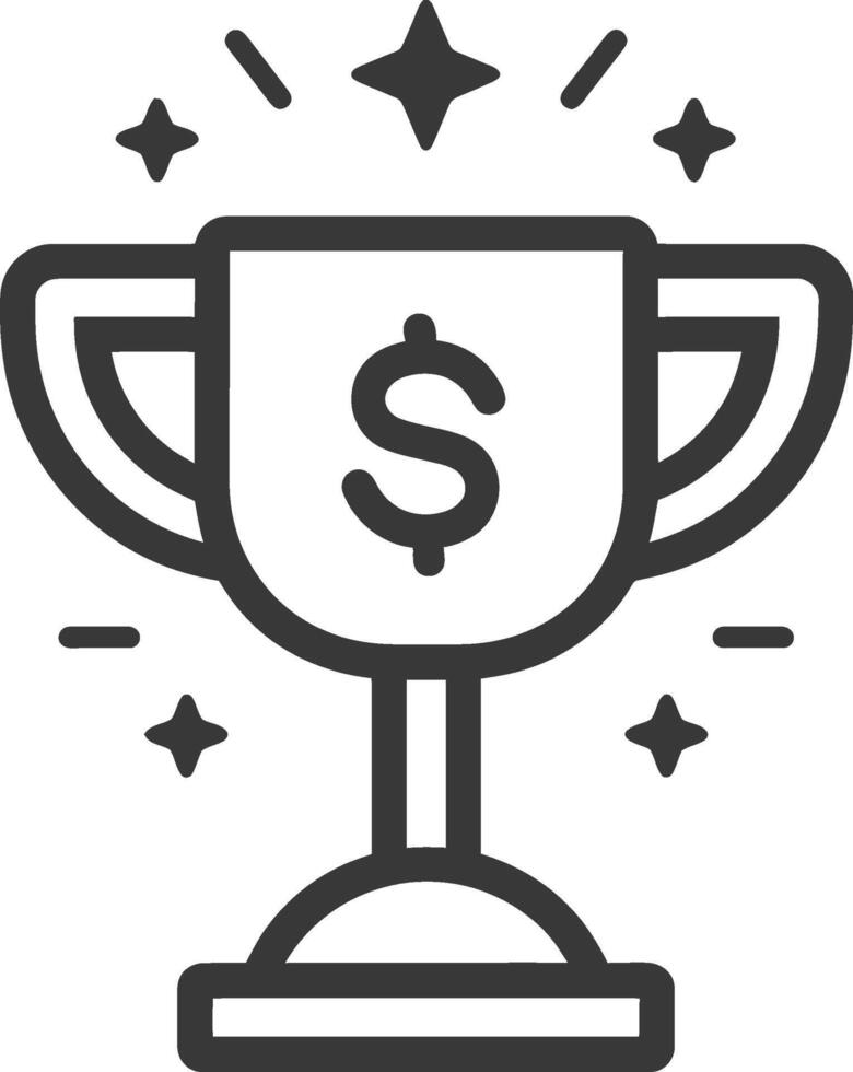 A trophy with a dollar sign inside and stars around it vector